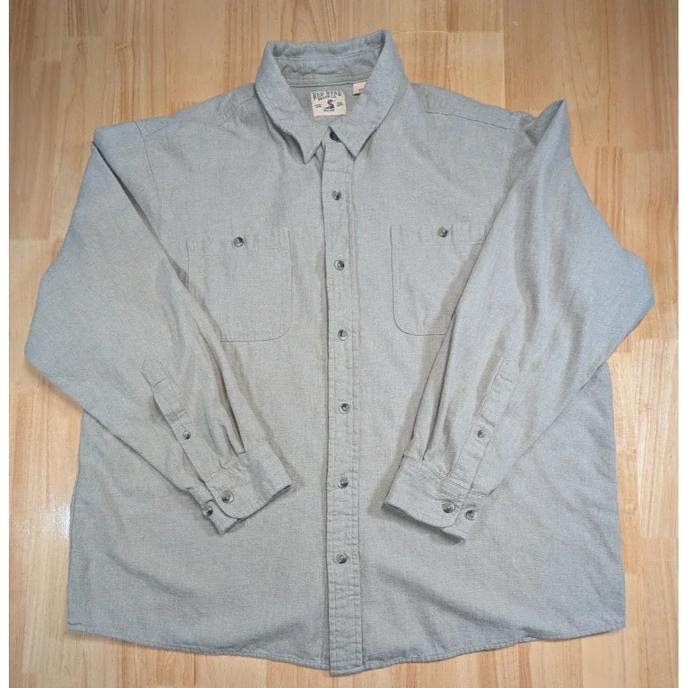 Red Head Shirt Mens 2XL Tan Cotton  Button‎ Up  Long Sleeve Outdoor Work